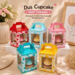Kotak Cupcake Motif Polkadot 1 Lubang Duplex 270gr Laminasi Glossy | Box Muffin Jendela Isi 10 pcs