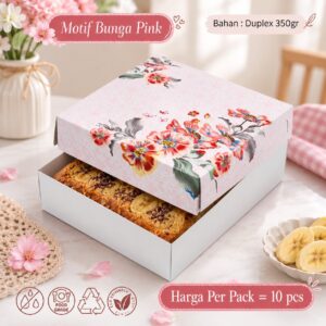 Kotak Serbaguna Motif Bunga Pink | Duplex 350gr Laminasi Glossy | Isi 10 pcs