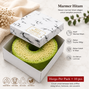 Dus Serbaguna Duplex 350gr Laminasi Glossy | Box Kue Premium Motif Marmer Hitam | Dus Makanan Isi 10 pcs