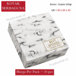 Dus Serbaguna Duplex 350gr Laminasi Glossy | Box Kue Premium Motif Marmer Hitam | Dus Makanan Isi 10 pcs - 22x22x10