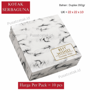 Dus Serbaguna Duplex 350gr Laminasi Glossy | Box Kue Premium Motif Marmer Hitam | Dus Makanan Isi 10 pcs - 22x22x10