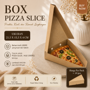 Kotak Kemasan Jajanan Crepes, Box Packaging Pizza Slice Segitiga Laminasi ( 10 PCS )