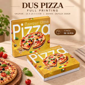 Dus Pizza 25x25x5 cm | Box Pizza Duplex 350gr | Kotak Pizza Premium Kuat & Kokoh | Kemasan Pizza