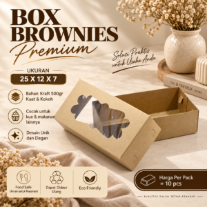 (10 pcs) Dus Kue / Packaging Cake / Cake Box, Dus Brownies 25 x 12 x 7 CM Kraft Super Tebal