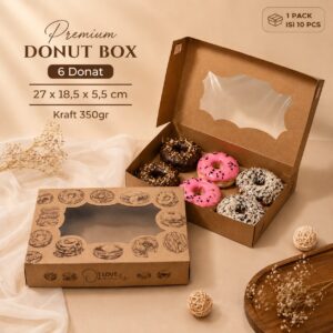 Kotak Donat | Dus Donat | Kemasan Donat | Box Donut | 27 x 18,5 x 5,5 Muat 6 donut [10 PCS]