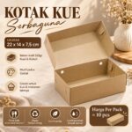 Dus Kue Kraft 22x14x7,5 cm | Box Cake Brownies Bolu Kemasan Makanan | Kraft 325gr Laminasi | Isi 10 Pcs