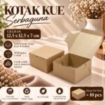Dus Kue Kraft 12,5x12,5x7 cm | Box Cake Brownies Dessert Kemasan Makanan | Kraft 325gr | Isi 10 Pcs