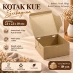 Dus Catering Kraft 22x22x10 cm | Box Makanan Serbaguna untuk Nasi, Kue & Snack | Kraft 325gr | Isi 10 Pcs