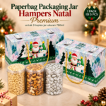 Paperbag Hampers Natal Premium Motif Christmas Isi 5 Pcs | Tas Packaging 3 Toples Jar 750ml untuk Kue Kering, Parcel & Bingkisan Natal