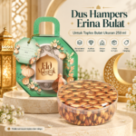 Dus Hampers Erina Bulat Lebaran Motif Eid Mubarak Packaging Kue Kering Ukuran 250ml Isi 5 Pcs Free Hangtag